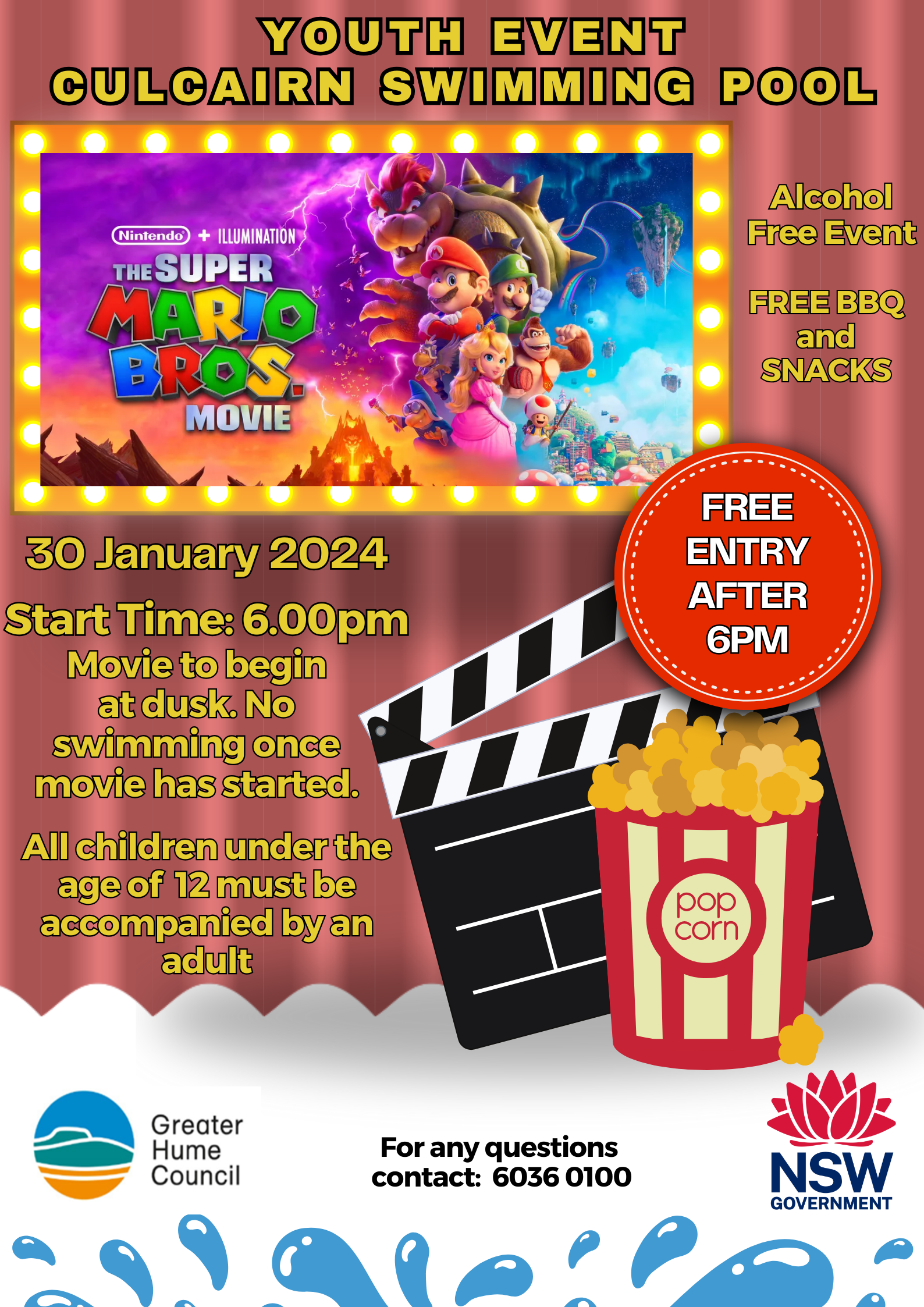 Free Youth Movie At The Culcairn Pool Greater Hume Council